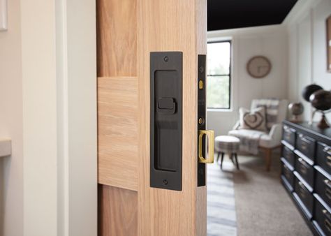 Pocket Door Mortise - Rustic Modern Rectangular | Emtek Products, Inc. How To Install A Pocket Door, Modern Pocket Doors, Closet Organization Accessories, Modern Door Hardware, Washroom Accessories, Door Handles And Locks, Louver Windows, Hollow Core Doors, Floor Renovation