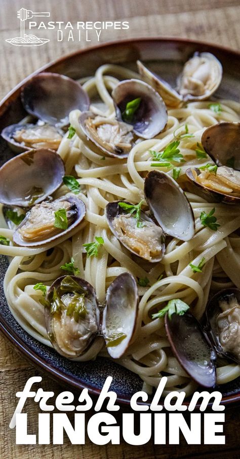 Easy linguine made with fresh clams! So incredible! Linguini And Clams, Linguini And Clam Sauce Recipes, Best Linguini With Clam Sauce, Pasta Recipes Linguine, Easy Clam Linguine Recipe, Linguini With Clam, Pasta With Clam Sauce, Clam Sauce Recipe, Clam Sauce Linguine