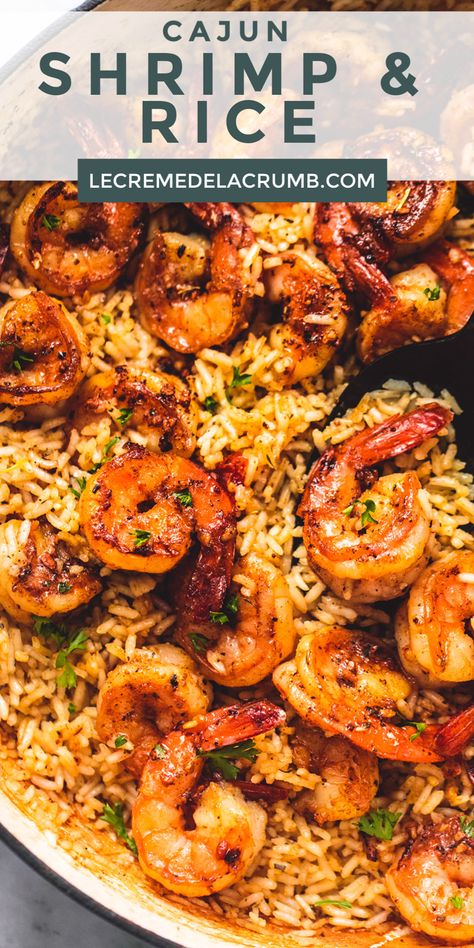 Shrimp And Rice Skillet, Cajun Shrimp And Rice, Makanan Cepat Saji, Desserts Thanksgiving, Flavorful Shrimp, Rice Skillet, Shrimp Recipes Healthy, Shrimp Dinner, Shrimp And Rice