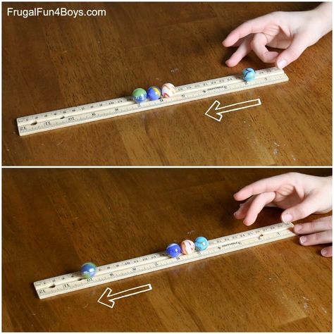 Transfer of Energy Science Experiment - Frugal Fun For Boys and Girls Energy Transfer Activities 4th Grade, Energy Transfer Activities, Energy Science Projects, Automata Toys, Science Energy, Transfer Of Energy, Science Demonstrations, Energy Science, Fourth Grade Science