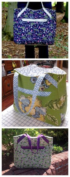 We've found another FREE pdf pattern which we think you will love, it's called the Alice Shopper Tote. Alice is an easy-to-sew large tote bag featuring an exterior open pocket with magnetic snap, with a unique shape that lets a bit of contrasting fabric peek out of the bag. There is also a simple patch pocket inside and the straps are long enough for you to carry Alice over your shoulder. Alice is aimed at the beginner sewer and her approximate final size is 17″ wide by 14″ tall by 5″ deep. Beginner Sewer, Sewing Bags, Modern Bag, Free Pdf Pattern, Beginner Sewing Projects Easy, Bag Patterns To Sew, Purse Patterns, Sewing Projects For Beginners, Tote Bag Pattern