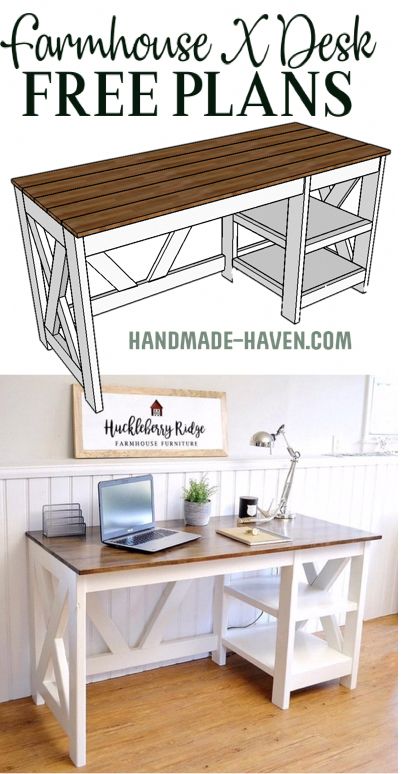 Farmhouse Furniture Diy, Diy Farmhouse Desk, Diy Desk Plans, Farmhouse Desk, Desk Diy, Storage Desk, Desk Plans, Espresso Brown, Free Plans