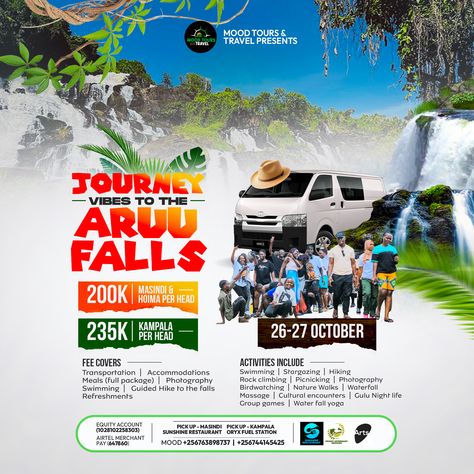 Trip Flyer #Journey to Aruu Falls #MoodTours&Travel Design: Smiles Creative Arts Tour Flyer Design Inspiration, Travel Flyer, Trip Flyer Design, Tourism Flyer Design, Travel Flyer Design Creative, Travel Agency Flyer Design, Travel And Tour Flyer Design, Travel Presents, Group Yoga