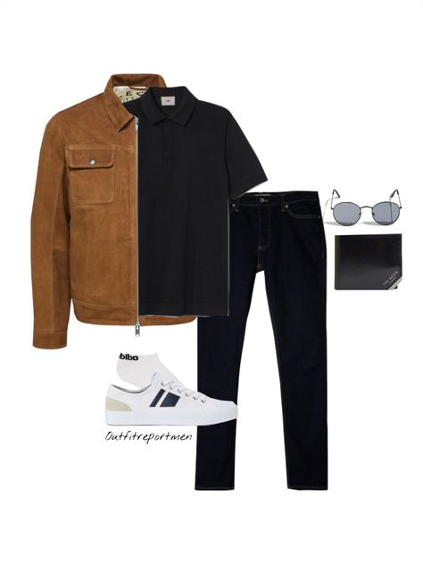 Men outfit suede brown jacket black collar shirt polo shirt black skinny jeans topshop sneakers Adidas socks jack and Jones http://liketk.it/3aYWE #liketkit @liketoknow.it #LTKunder50 #LTKunder100 #LTKmens @liketoknow.it.brasil @liketoknow.it.europe Black Polo With Jeans, Brown Shirt With Jeans, Black And Brown Outfit Mens, Casual Black Polo Shirt, Black Polo Shirt Outfit Men, Denim Shirt Black Jeans Outfit Men, Black Polo Outfit Men, Denim Jacket Black Jeans Outfit Men, Black Brown Outfit