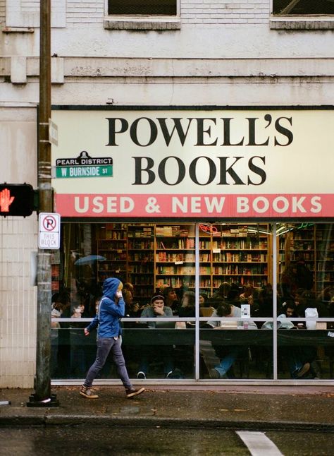 Powell's Books. Portland, OR Powells Bookstore, Powells Books, Portland Travel, The Oregon Trail, Oregon Travel, Store Front, Book Store, Oregon Coast, Oh The Places Youll Go