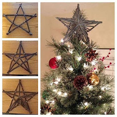 DIY Rustic Star Tree Topper | 15 DIY Christmas Tree Topper Ideas, check it out at http://diyready.com/diy-christmas-tree-topper-ideas Tree Star Topper, Diy Tree Topper, Christmas Tree Star Topper, Toppers Diy, Diy Christmas Tree Topper, Tree Star, Christmas Tree Star, Unique Christmas Trees, Star Tree Topper