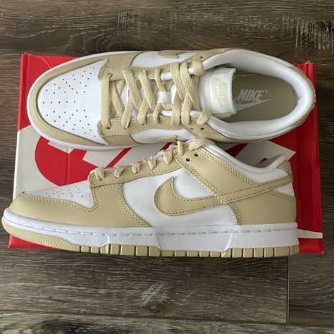 Never Worn Gold And White Low Dunks Low Dunks, Nike Gold, Size 8 Women, Nike Dunk Low, Dunk Low, Nike Dunk, New Nike, Nike Dunks, Shoe Brands