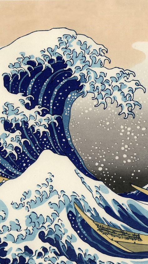 56  Japanese Wave Wallpapers on WallpaperPlay Japanese Wave Painting, Arte 8 Bits, Arte Van Gogh, The Great Wave, Japanese Waves, Waves Wallpaper, Great Wave Off Kanagawa, Wallpaper Photos, Wave Painting