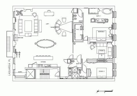 just certain areas.NoHo loft floor plan - 4000sf - two sides of windows - open concept Loft Apartment Floor Plan Open Concept, Industrial Loft Floor Plans, Loft Apartment Layout, Loft Apartment Floor Plan, Lodge Floor Plans, Apartment Loft Ideas, Parents Retreat, Loft Floor Plan, Loft Floor Plans