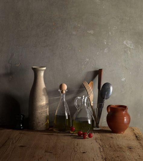 Utensils Photography, Kitchen Still Life, Writing Photos, Photography Still Life, 3d Image, Still Life Drawing, Italian Kitchen, Food Photography Styling, Matte Painting