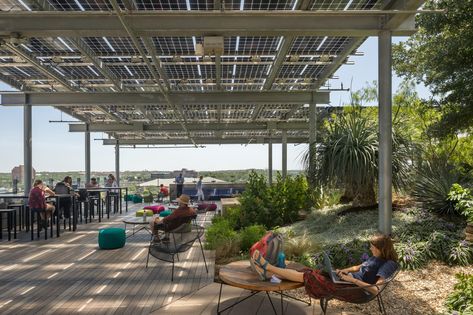 Austin Central Library | Lake Flato Small Hospital, Outdoor Library, Terrace Cafe, Lake Flato, Library Space, Canopy Architecture, Lady Bird Lake, Library Display, Library Architecture