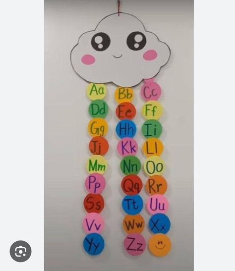 Lkg Classroom Decorations, Hanging Chart Paper In Classroom, Kindergarten Classroom Decor Diy, Alphabets Decoration Classroom, Class Decoration For Nursery, How To Decorate A Preschool Classroom, Chart Paper Activities Preschool, Alphabet Tlm For Kids, Wall Decoration Ideas With Paper Craft For School