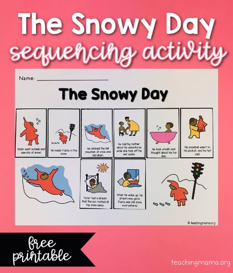 Snowy Day Activities Kindergarten, Winter Sequencing Activities, Free Sequencing Printables, Snowy Day Book Activities Free Printable, Snowy Day Activities Preschool, The Snowy Day Activities Preschool, The Snowy Day Craft, Snowy Day Book Activities, The Snowy Day Activities