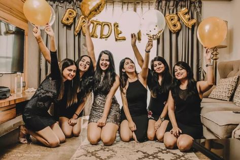 15+ Fun and Unique Bachelorette Party Ideas For Indian Bride-To-Be Bride To Be Ideas Bachelorette, Bride To Be Photos, Bachelorette Poses Ideas, Brides To Be Party Ideas, Bridal Party Decorations Ideas, Bride To Be Dress Ideas For Friends, Bride To Be Dresses Bachelorette Parties, Bachelorette Party Poses, Girls Bachelorette Party Ideas