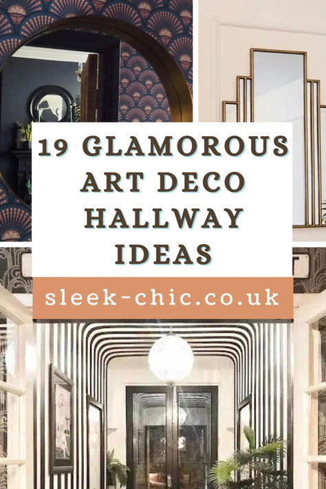 Inject a dose of glamour and sophistication into your hallway design by paying homage to the Art Deco era. Invigorate a dull hallway with these inspiring Art Deco decorating ideas. Art Deco Entryway Ideas, Entryway Art Deco, Artwork For Hallway, Art Deco Hotel Lobby Design, Art Deco Hallway Ideas, Art Deco Decorating Ideas, Art Deco Wall Design, Art Deco Paint Colors, Art Deco Interior Design Modern