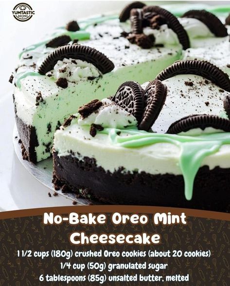 No Bake Oreo Mint Cheesecake, Mint Oreo Cheesecake, Cheesecake Ingredients, Crushed Oreo, Mint Cheesecake, Mint Oreo, Oreo Cheesecake, Oreo Cookies, Granulated Sugar