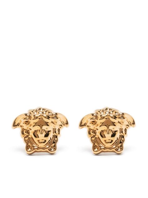 Shop or share your style of the product on ModeSens! Gold earrings with front Medusa head detail. Made in Italy 100% metal Chloe 2024, Versace Earrings, Versace Gold, Versace Jewelry, Nice Nails, Chic Leather, Gold Models, Jewelry Lookbook, Metal Accessories