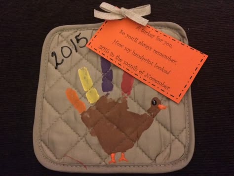 Dollar tree handprint turkeys with tag. Turkey Hand Print, Handprint Turkeys, Tree Handprint, Preschool Thanksgiving, Thanksgiving School, Easy Thanksgiving Crafts, Thanksgiving Classroom, November Crafts, Turkey Crafts