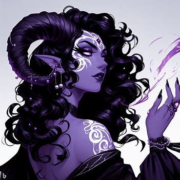 Purple Tiefling Art, Purple Female Tiefling Art, Dnd Purple Tiefling, Purple Teifling Girl, Lavender Tiefling, Purple Character Art, Purple Skin Character, Purple Sorceress, Purple Tiefling Aesthetic