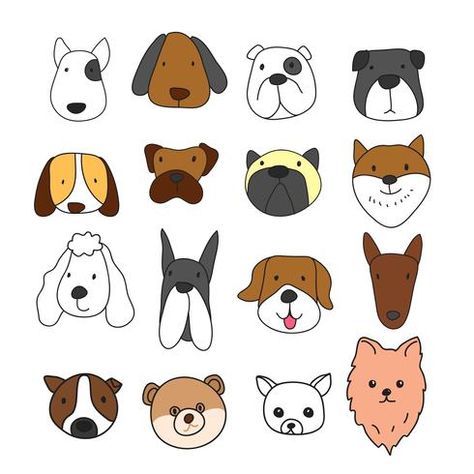 Doodles Dog, Cartoon Reference, Dogs Drawing, Dog Characters, Dog Doodle, Face Doodles, Arte Doodle, Logo Animal, Happy Stones