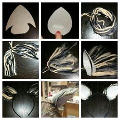 Wolf Ear Template, Diy Wolf Ears Headband, How To Make Wolf Ears, Wolf Ears Diy, Wolf Costume Diy, Cat Hair Brush, Wolf Cosplay, Diy Fantasia, Wire Cat