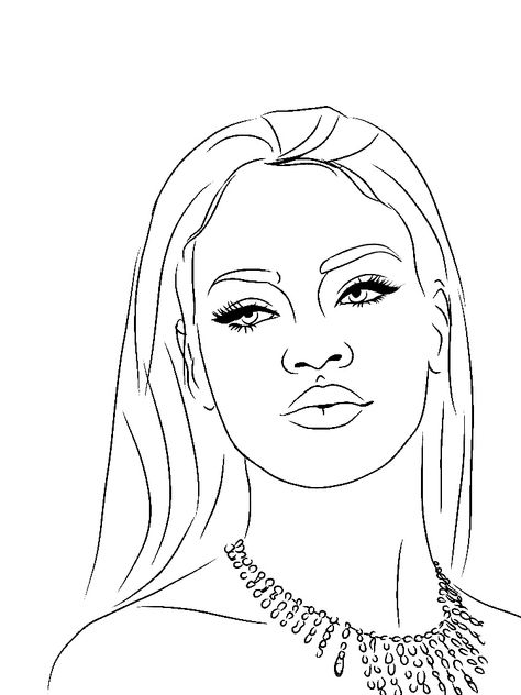 Rihanna Coloring Pages, Drawing Of Rihanna, Celebrity Coloring Pages, Rihanna Sketch, Traceable Drawings, Rihanna Drawing, Rihanna Art, Pencil Sketch Images, Fashion Drawing Sketches