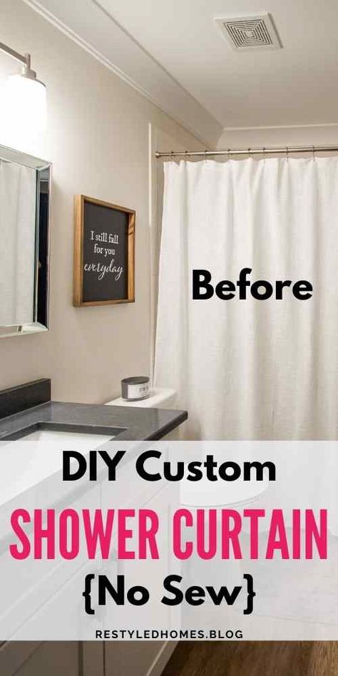 Custom Shower Curtain Ideas, Unique Ways To Hang Shower Curtains, Hanging Shower Curtain Ideas, Drapes For Shower Curtains, Small Shower With Curtain, Bathroom Inspiration Shower Curtains, Xl Shower Curtain, Split Shower Curtain Ideas, Minimalist Shower Curtain