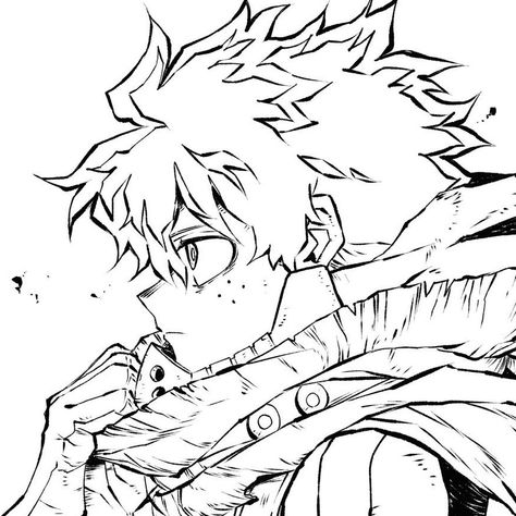 Mha Fanart Black And White, Izuku Midoriya Lineart, Deku Reference Drawing, Deku Coloring Page, Deku Lineart, Mha Lineart, My Hero Academia Sketches, Izuku Midoriya Sketch, Izuku Drawing