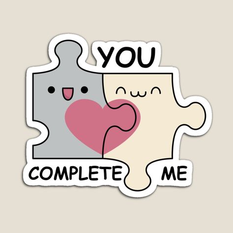 Get my art printed on awesome products. Support me at Redbubble #RBandME: https://www.redbubble.com/i/magnet/Cute-Cartoon-Jigsaw-You-Complete-Me-Funny-Valentine-Puns-Valentine-Gifts-by-haRexia/157206866.TBCTK?asc=u Valentines Puns For Him, Valentine’s Day Puns, I Love You Puns, Corny Valentines Puns, Heart Puns Valentines Day, Punny Valentine’s Day Cards, Flirting Lines, Best Flirting Lines, Pun Stickers