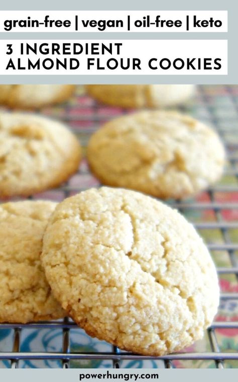 3 Ingredient Vegan Almond Flour Cookies (GF, Oil-Free, Keto Option) Flour Desserts, Carrot Cake Bars Recipe, Almond Flour Recipes Cookies, Almond Flour Biscuits, Easy Vegan Cookies, Df Recipes, Egg Free Cookies, Vegan Biscuits, Almond Flour Cookies