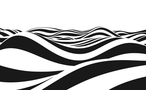 Optical Illusion Pattern, Line Art Black And White, Illusion Pattern, Line Art Black, 3d Optical Illusions, Wavy Pattern, Lifestyle Illustration, Silhouette Illustration, Watercolor Paintings Abstract