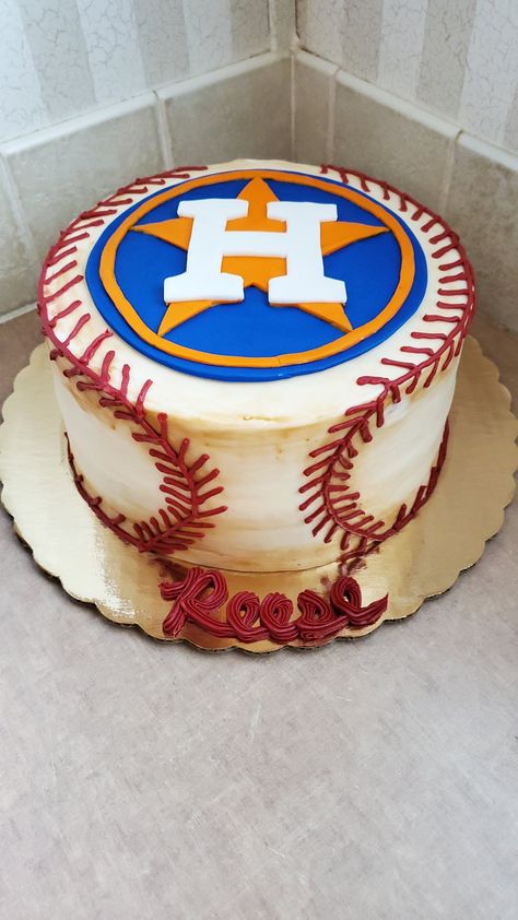 Astros Baseball Cake, Astros Cake, Texas Rangers Cake, Astros Party, Baseball Birthday Cake, Baseball Birthday Cakes, Holiday Party Treats, Baseball Cake, Polka Dot Birthday