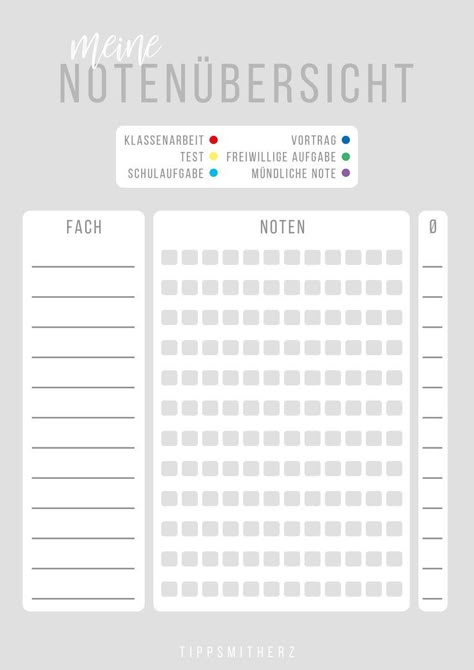 tipps mit herz - notenübersicht | Stundenplan schule, Hausaufgaben planer, Lernen tipps schule Good Notes Cover, Teacher Lifestyle, School Organisation, Notes Cover, Journal Challenge, Ipad Hacks, Effective Learning, Bullet Journal Lettering Ideas, School Help