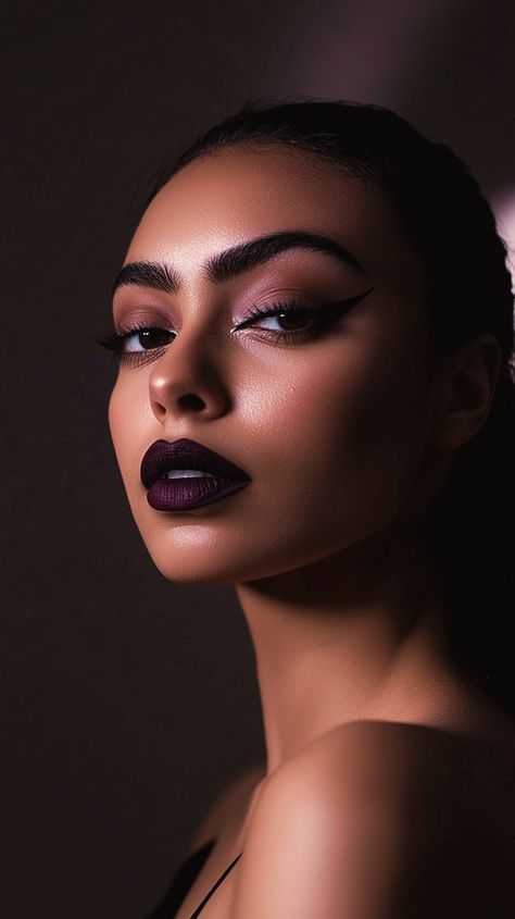 Dark Feminine Makeup Looks, Feminine Makeup Looks, Glitter Eyeshadow Looks, Dark Feminine Makeup, Face Photoshoot, The Dark Feminine, Makeup Smokey Eye, Goth Makeup Looks, Brown Smokey Eye Makeup