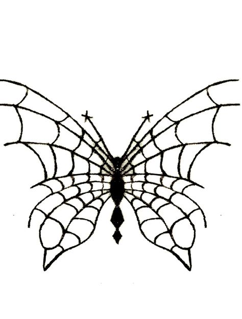 Web Butterfly Tattoo, Butterfly Spiderweb Tattoo, Spiderweb Butterfly Tattoo, Spider Butterfly Tattoo, Spider Web Wings, Spiderweb Butterfly, Wing Ears, Sketch Prompts, Spider Butterfly