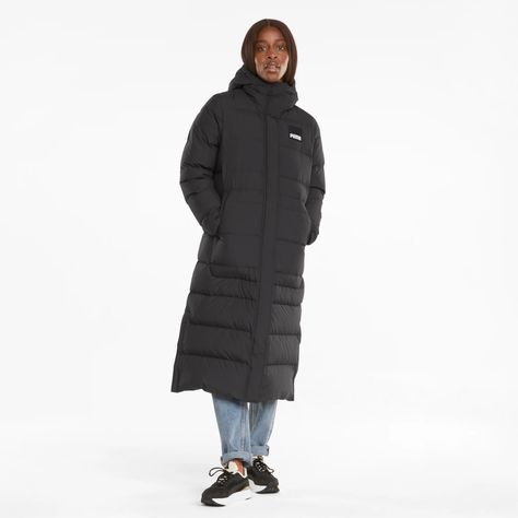 Long Oversized Down Women's Jacket | Puma Black | PUMA Jackets | PUMA Ireland Running Accessories, Warm Down, Black Puma, Puma X, Sports Brands, A Storm, Winter Shoes, Shoes And Accessories, Cold Day