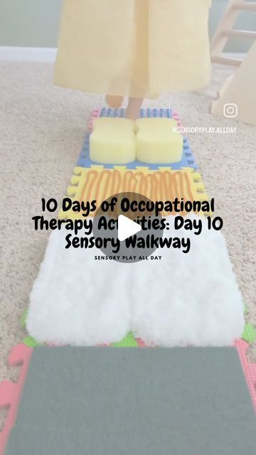 Hannah Sylcox, COTA/L, CPRCS on Instagram: "✨ Sensory Walkway ✨

🎉 This is day 10 of my 10 Days of Occupational Therapy Activities!! My goal with these 10 activities has been to provide easy, fun, and FREE content that you could use with your kiddos either as parents/caregivers and or educators/therapists. I hope this has been a useful series. 🫶🏼

This Sensory Walkway is a FANTASTIC sensory regulation activity because it combines proprioceptive input, vestibular input, and tactile input all into one easy activity. 
❤️ We love to add ours into an obstacle course with other heavy work activities for even more grounding and sensory regulation. 

📋 Materials used:
1) Foam puzzle play mat tiles (🔗 linked in bio)
2) sandpaper squares (🔗 linked in bio)
3) giant sponges (from dollar tree)
4) Heavy Work Activities, Tactile Sensory Activities, Eric Carle Classroom, Sensory Regulation, Proprioceptive Input, Occupational Therapy Activities, Sensory Development, Heavy Work, Early Intervention