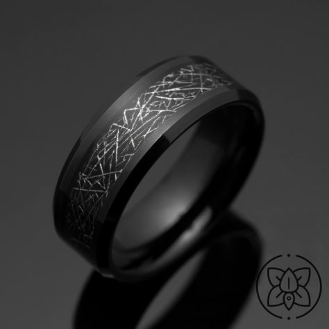 Black Black Wedding Rings For Men, Black Wedding Bands For Men, Expensive Wishlist, Meteorite Wedding Ring, Wax Seal Ring, Tungsten Engagement Rings, Meteorite Wedding Rings, Meteorite Rings, Wedding Ring Black