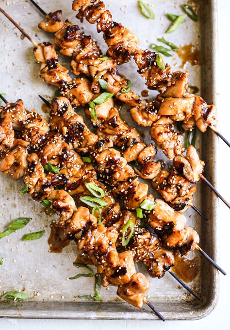 Grilled Sesame Chicken Skewers + Ginger Rice - The Defined Dish Scallion Rice, Ginger Rice, The Defined Dish, Whole 30 Meals, Defined Dish, Grilled Chicken Skewers, Grilled Chicken Breast, Grill Time, Chicken Recipes For Dinner