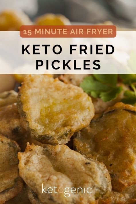 These Keto Fried Pickles are simple to make, take less than 15 minutes, and even your non-keto friends will love them! #ketoairfryer #ketosnacks #ketosnackseasy #ketogeniccom #keto #ketodiet #healthylifestyle #healthyeating #ketodietforbeginners #weightlosstips #weightlossdiet Keto Fried Pickles Air Fryer, Keto Fried Pickles, Air Fried Pickles, Air Fryer Pickles, Low Carb Air Fryer, Fried Dill Pickles, Quick Buns, Keto Air Fryer, Fair Food