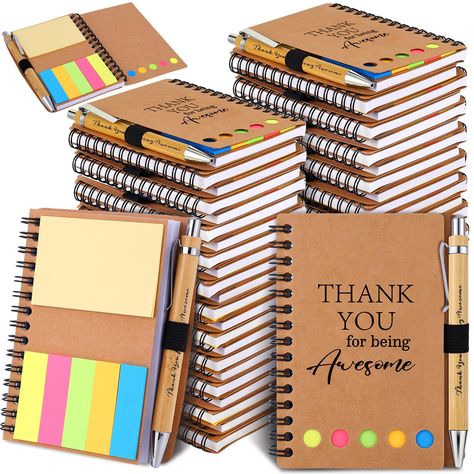 PRICES MAY VARY. Package Contents: the set include 20 pcs employee appreciation notebooks and 20 pcs thank you ballpoint pens in 4 styles, the sufficient quantity can meet your use and replacement needs in your daily life, and you can share them with your friends Good Quality: the motivational notebooks are made with reliable kraft paper, bound with durable coils to keep the pages held together, the ballpoint pen is made of bamboo wood material, providing a good writing experience Size Details: Gratitude Gifts, Student Birthday Gifts, Sunshine Committee, Inspirational Journal, Morale Boosters, Staff Morale, Gifts For Teacher, Student Birthdays, Teacher Birthday Gifts