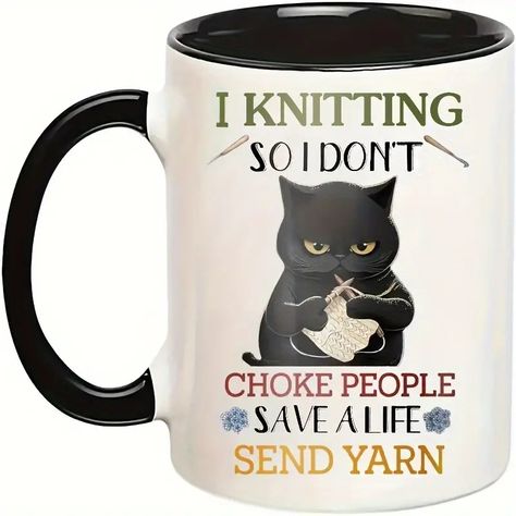 I Crochet So I Don't Choke People Cup Knitting Coffee Mug - Temu Gifts For Cat Lovers, Halloween Black Cat, Cappuccino Cups, Halloween Black, Ceramic Coffee Cups, Black Cat Halloween, Cat Pattern, Black Cats, Gifts Holiday