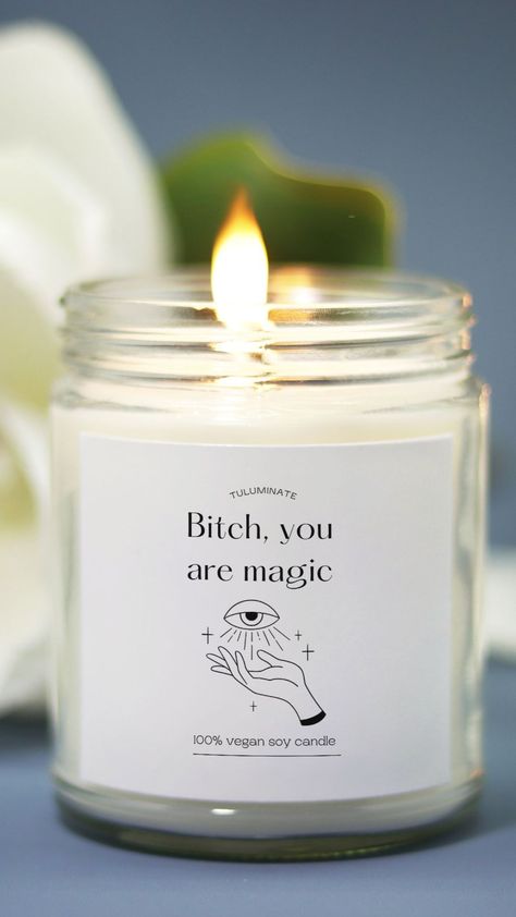 Bitch You Are Magic-candle. The funny candle can be used during your daily affirmations. Use the candle for yourself (because you deserve it) or give it to your badass bff. Funny Quotes Women, Manifesting Candles, Funny Best Friend Candles, Affirmation Candles, Capricorn Candle, Snarky Candles, Earth People, Magic Candle, Gift For Bff