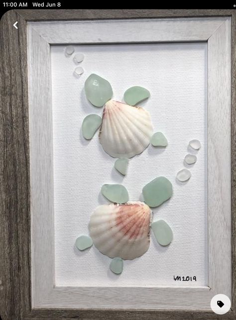 Things To Make With Sea Glass Ideas, Seashell Crafts Diy, Sea Glass Ideas, Sea Glass Art Ideas, Sea Glass Wall, Turtles Swimming, Seashell Art Diy, Sea Glass Art Diy, Beach Themed Crafts