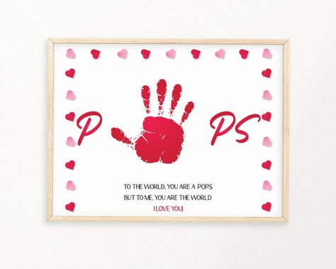 Pops Handprint Art, Printable Card, Memory Keepsake, Pops Valentine's Day Card, Instant Download #diy #kidcraft #kidsactivity #diykidscraft #handprint #babyfirst #kidscraft #kidscrafts #kidsactivities #creativekids #kidsart #kidscraftideas #giftformom #giftfordad #handprintart #toddleractivity #handprintcraft #craftforkids #printablecraft #handprintkeepsake #memorykeepsake #kindergartencraft #bemyvalentine #valentinecard #valentinesdaycard #valentinesdaycraft #valentinesdayactivity Dip Paint, Handprint Printable, Grandpa Card, Grandma Card, Grandma Cards, Unique Teachers Gift, Teacher Appreciation Printables, Valentine Crafts For Kids, Handprint Craft