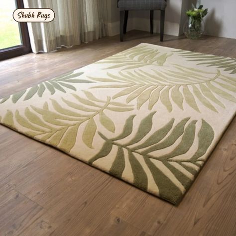 Leaf Rug Diy, Leaf Rug Amazon, Leaves Rug, Monstera Rug Tufting, Leaf Pattern Rug, Mellow Colors, Palm Leaf Design, Palm Leaves Pattern, Modern Color Palette