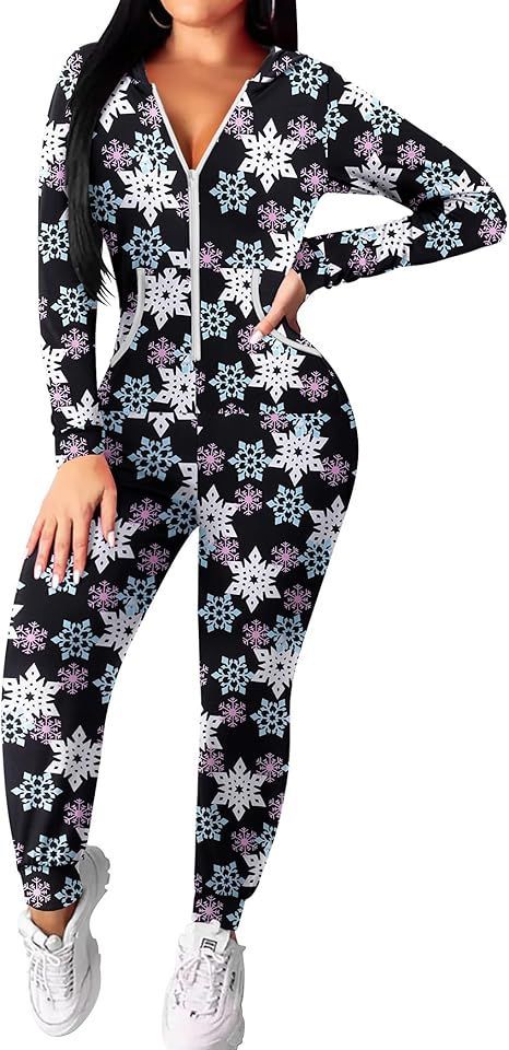 Women onesies zipper up union jumpsuit, made of 95% polyester and 5% elastane, soft, lightweight, breathable and stretchy. #paidlink Christmas Onesie Womens, Onesie Women, Womens Onesie, Jumpsuit Long Sleeve, Zipper Jumpsuit, Jumpsuit Fitted, Halloween Onesie, Jumpsuit Long, Christmas Onesie