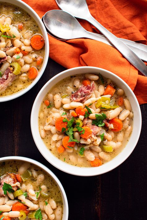 White Beans And Pork, Pork Hocks And Beans, Pork Hocks Recipe Slow Cooker, Pork Hock Soup, White Bean Ham Soup, Crockpot Ham And Beans, Soup With Pork, Cannellini Beans Soup, Recipes Using Pork