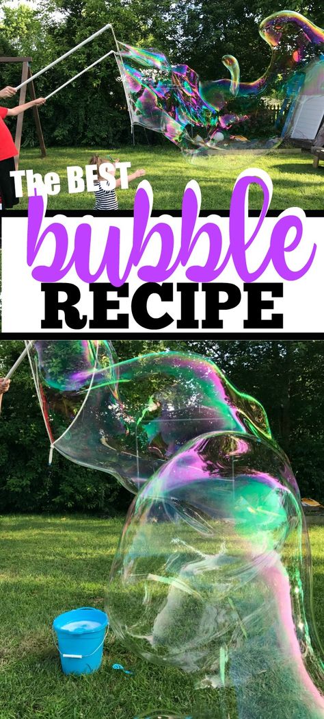 Giant Bubble Recipe, Homemade Bubble Solution, Bubble Activities, Bubble Recipe, Kid Summer, Happy Hooligans, Homemade Bubbles, Bubble Solution, Giant Bubbles