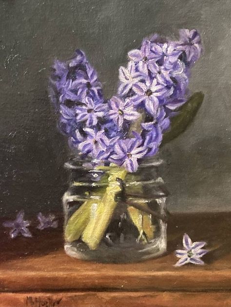 Hyacinth Painting, Apollo And Hyacinth, Small Purple Flowers, Fall Purple, Purple Painting, Purple Themes, Purple Art, Realism Art, Aesthetic Painting